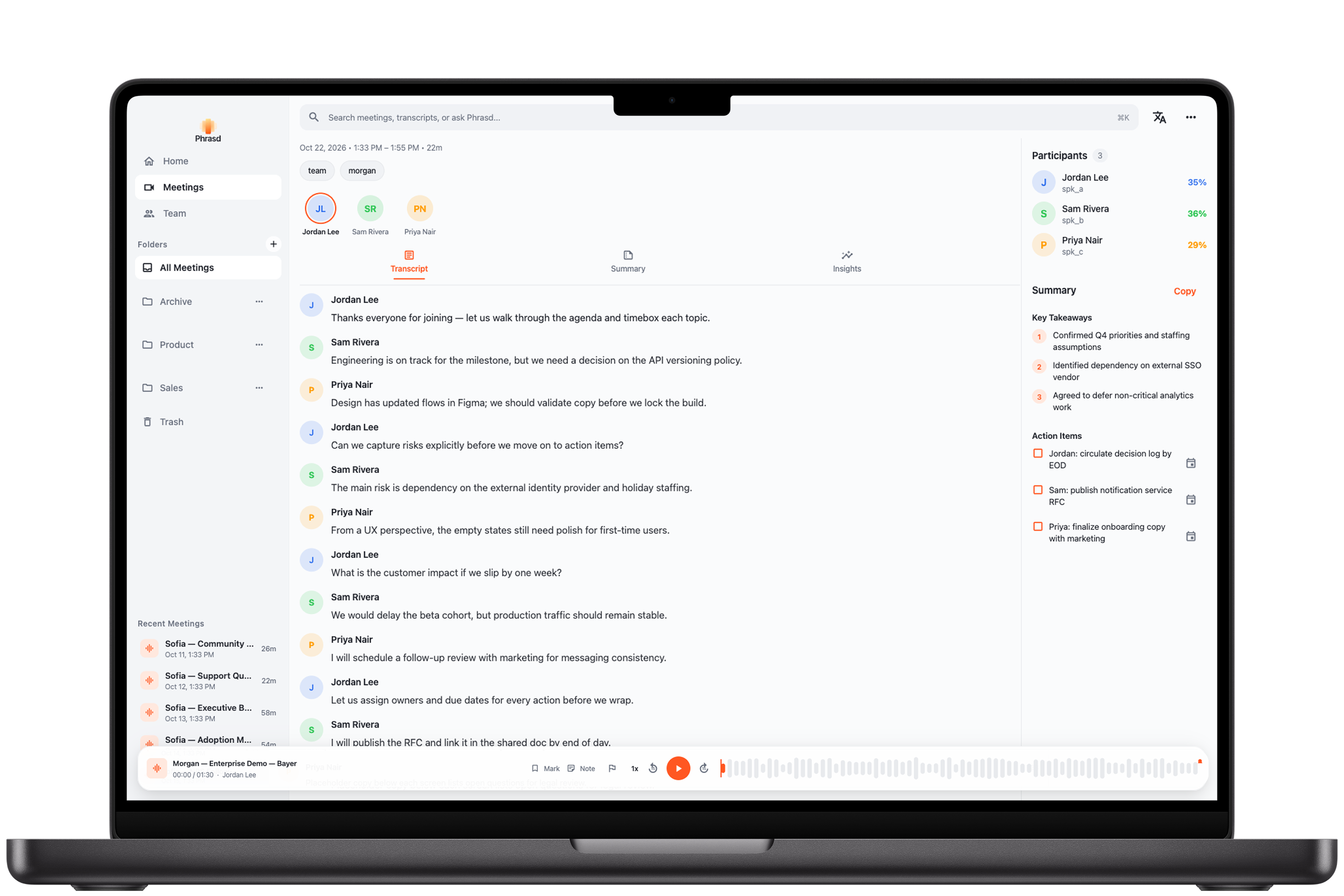 Phrasd meeting review on Mac